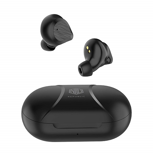 Nu Republic Starbuds True Wireless Earbuds, BT V5.0 Voice Assistant with Mic-Black